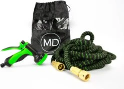 MD-Goods ® Super Sterk Uitrekbare Tuinslang Tot 30 Meter + GRATIS Tas En Koppelstuk - Tuinsproeier - Tuin Besproeien - Waterslang - Sproeikop - Groen - Flexibel Elastisch -Tuinverzorgings Winkel 1200x865