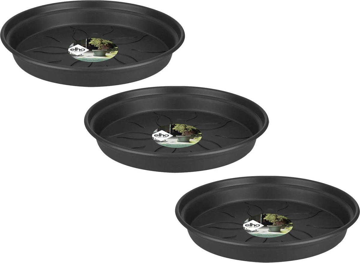 Elho Green Basics Schotel - Plantenschotels - 3 X 14 Cm Zwart 3 Elho Green Basics Schotel - Plantenschotels - 3 X 14 Cm Zwart