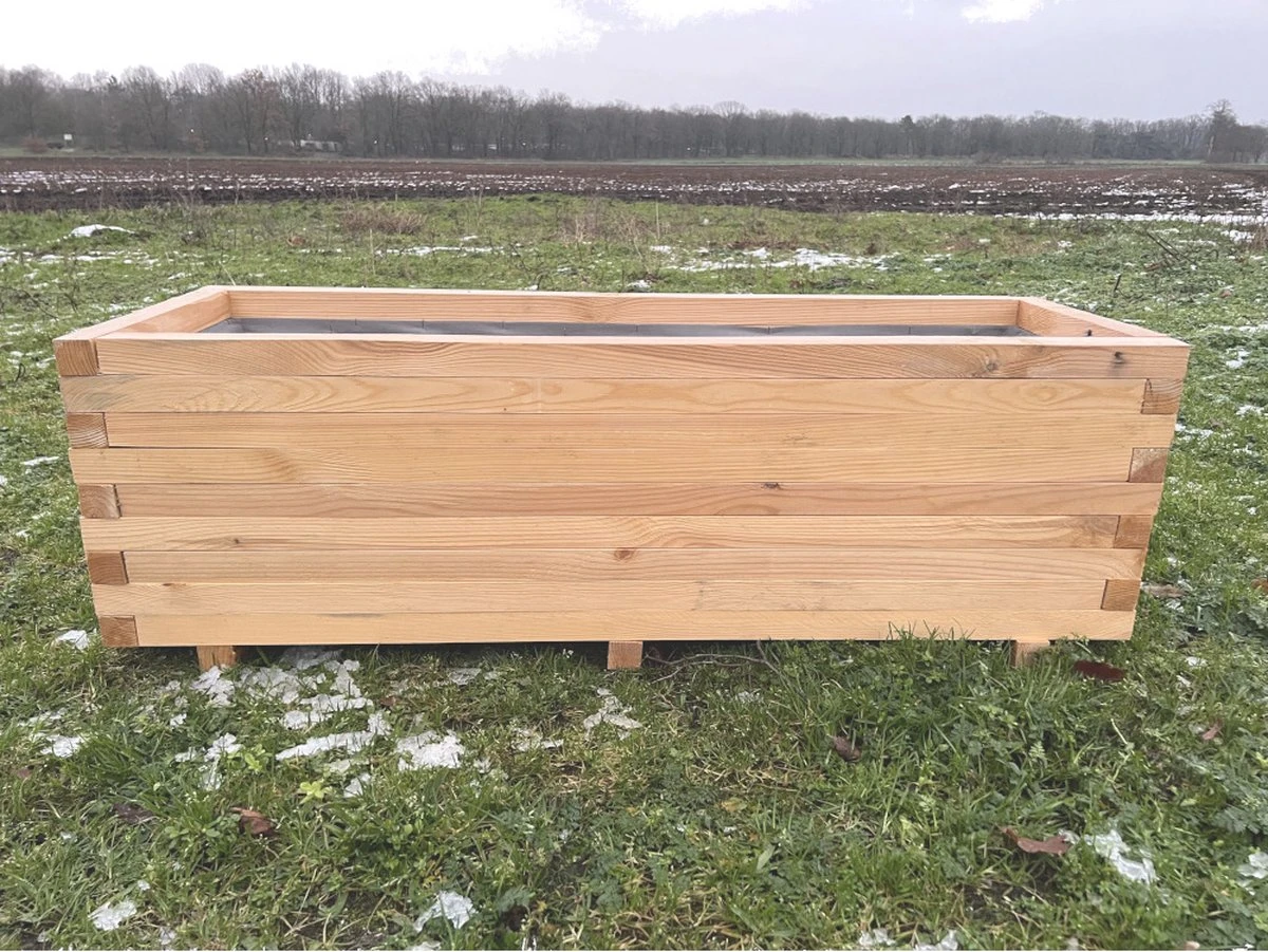 AMISHOUT - Plantenbak Van Balkjes 120x40x40 Cm - Natuural 4 AMISHOUT - Plantenbak Van Balkjes 120x40x40 Cm - Natuural - Afbeelding 2