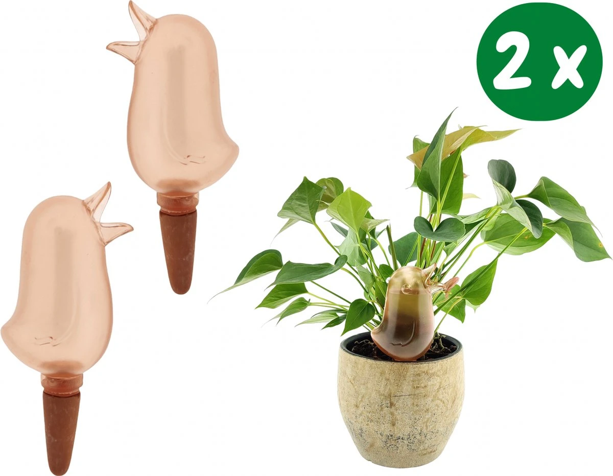 JS Drippy - Waterdruppelaars Set Van 2 Stuks - Druppelaar Vogel - Druppelsysteem Planten - Watergeefsysteem Kamerplanten - Waterbol - Roze 3 JS Drippy - Waterdruppelaars Set Van 2 Stuks - Druppelaar Vogel - Druppelsysteem Planten - Watergeefsysteem Kamerplanten - Waterbol - Roze