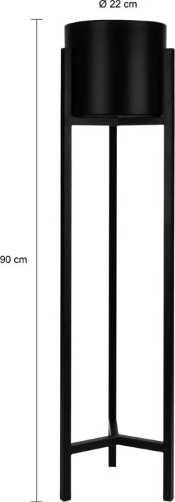 QUVIO Plantenstandaard Inclusief Pot - Staande Plantenbak - Metaal - Plantenbak - Plantenhouders - Planten Zuilen - Voor Buiten - Bloempot - 22 X 22 X 90 Cm - Zwart -Tuinverzorgings Winkel 420x1200 3