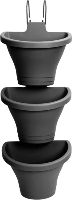 Elho Corsica Vertical Forest 24 - Bloempot Voor Balkonbuiten - Ø 26.7 X H 29.7 Cm - Zwart/Antraciet -Tuinverzorgings Winkel 436x1200