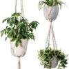 Plantenhanger Macrame Set Van 2 - Plantenhanger Met Ruimte Voor 3 Potten - Luxe Gevlochten Touw 100% Katoen - Duurzaam - Plantenbakken - Bloempotten - Macramé Stijl Hanger Voor Bloempotten - Hangpot - Fienosa -Tuinverzorgings Winkel 601x1200 2