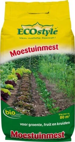ECOStyle Moestuinmest Voor Eetbare Gewassen - Voor Fruit En Moestuin - Rijk Aan Kalium - 120 Dagen Voeding - 80 M² - 8 KG -Tuinverzorgings Winkel 639x1200