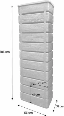 Regenton Muurtank, Grandval 300L, Antraciet Kunststof, Imitatiehout, Met Gootaansluitset Inbegrepen -Tuinverzorgings Winkel 669x1200
