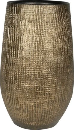 Merkloos Hoge Pot Ryan Shiny Gold 27x50 Cm Ronde Gouden Bloempot Voor Binnen