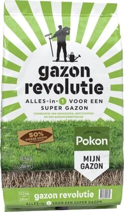 Pokon Gazon Revolutie - 12,5kg - Gazonmest / Graszaad / Bodemverbeteraar - Geschikt Voor 250m² - Binnen 15 Dagen Resultaat -Tuinverzorgings Winkel 702x1200
