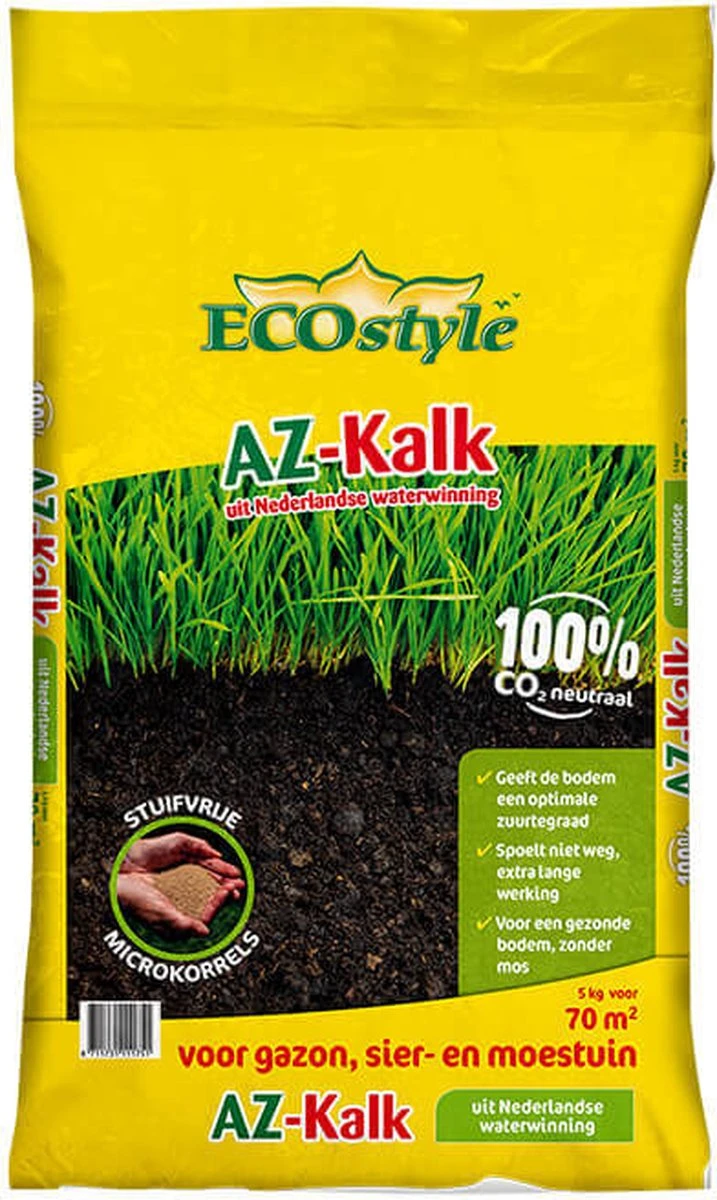 ECOstyle AZ Kalk Micro Korrel – Voor Gazon, Sier- En Moestuin - Corrigeert Zuurgraad Direct En Langdurig - Werkt Tegen Mos - CO2-Neutraal – 70 M² - 5 KG 3 ECOstyle AZ Kalk Micro Korrel – Voor Gazon, Sier- En Moestuin - Corrigeert Zuurgraad Direct En Langdurig - Werkt Tegen Mos - CO2-Neutraal – 70 M² - 5 KG