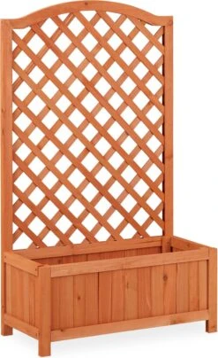 Relaxdays Plantenbak Met Klimrek - Bloembak Trellis - Rankhulp Hout - Voor Klimplanten -Tuinverzorgings Winkel 734x1200