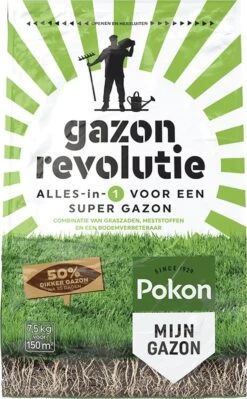 Pokon Gazon Revolutie - 7,5kg - Gazonmest / Graszaad / Bodemverbeteraar - Geschikt Voor 150m² - Binnen 15 Dagen Resultaat -Tuinverzorgings Winkel 743x1200