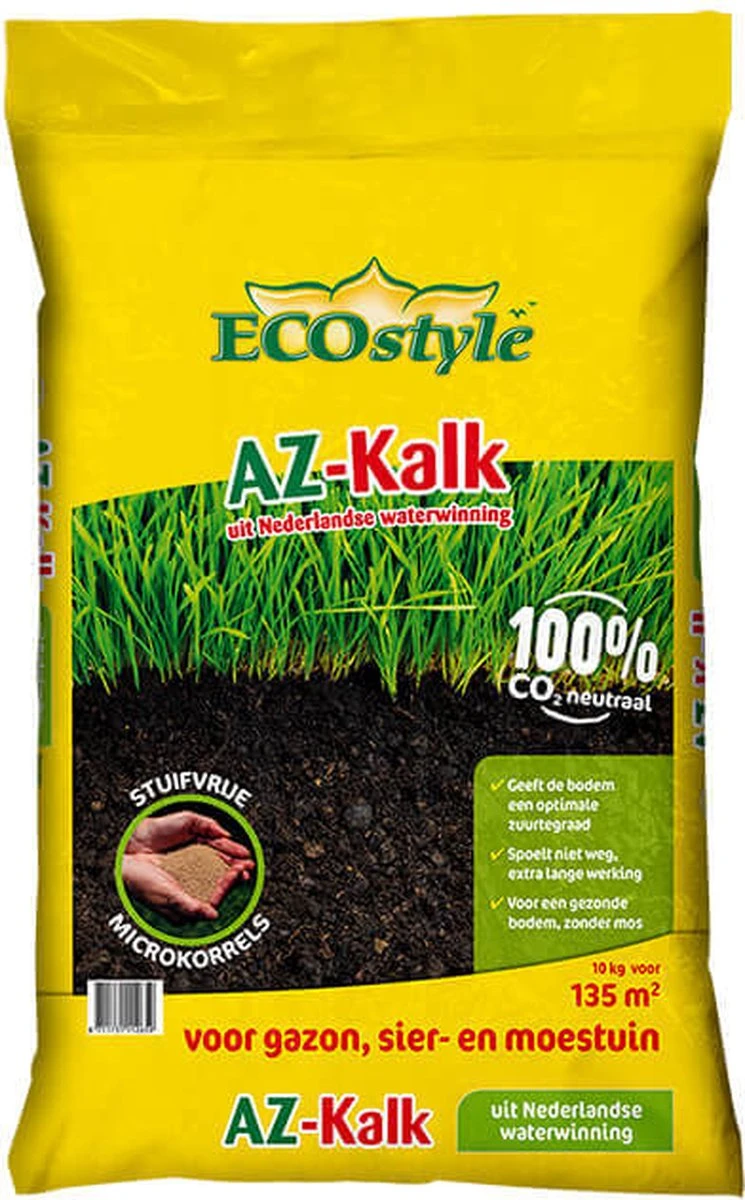 ECOstyle AZ Kalk Micro Korrel – Voor Gazon, Sier- En Moestuin - Corrigeert Zuurgraad Direct En Langdurig - Werkt Tegen Mos - CO2-Neutraal – 30 M² - 2 KG 13 ECOstyle AZ Kalk Micro Korrel – Voor Gazon, Sier- En Moestuin - Corrigeert Zuurgraad Direct En Langdurig - Werkt Tegen Mos - CO2-Neutraal – 30 M² - 2 KG - Afbeelding 11