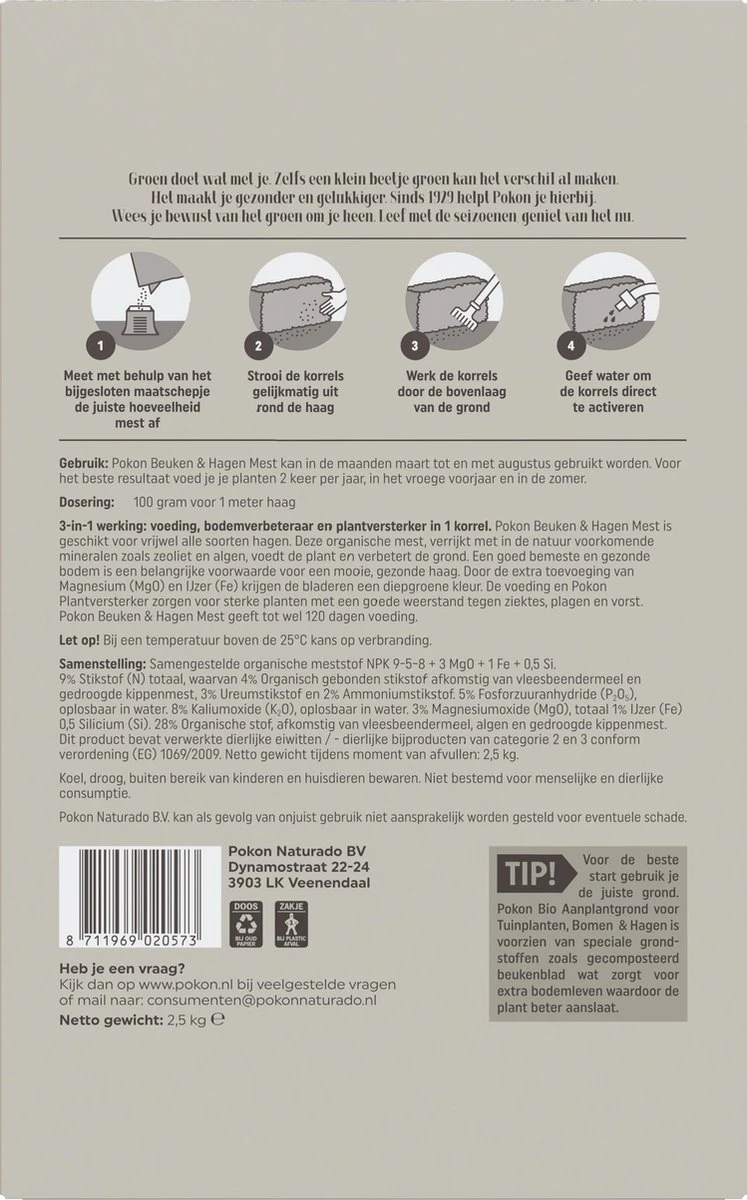 Pokon Beuken & Hagen Mest - 2,5kg - Meststof - 3-in-1 Werking 10 Pokon Beuken & Hagen Mest - 2,5kg - Meststof - 3-in-1 Werking - Afbeelding 8