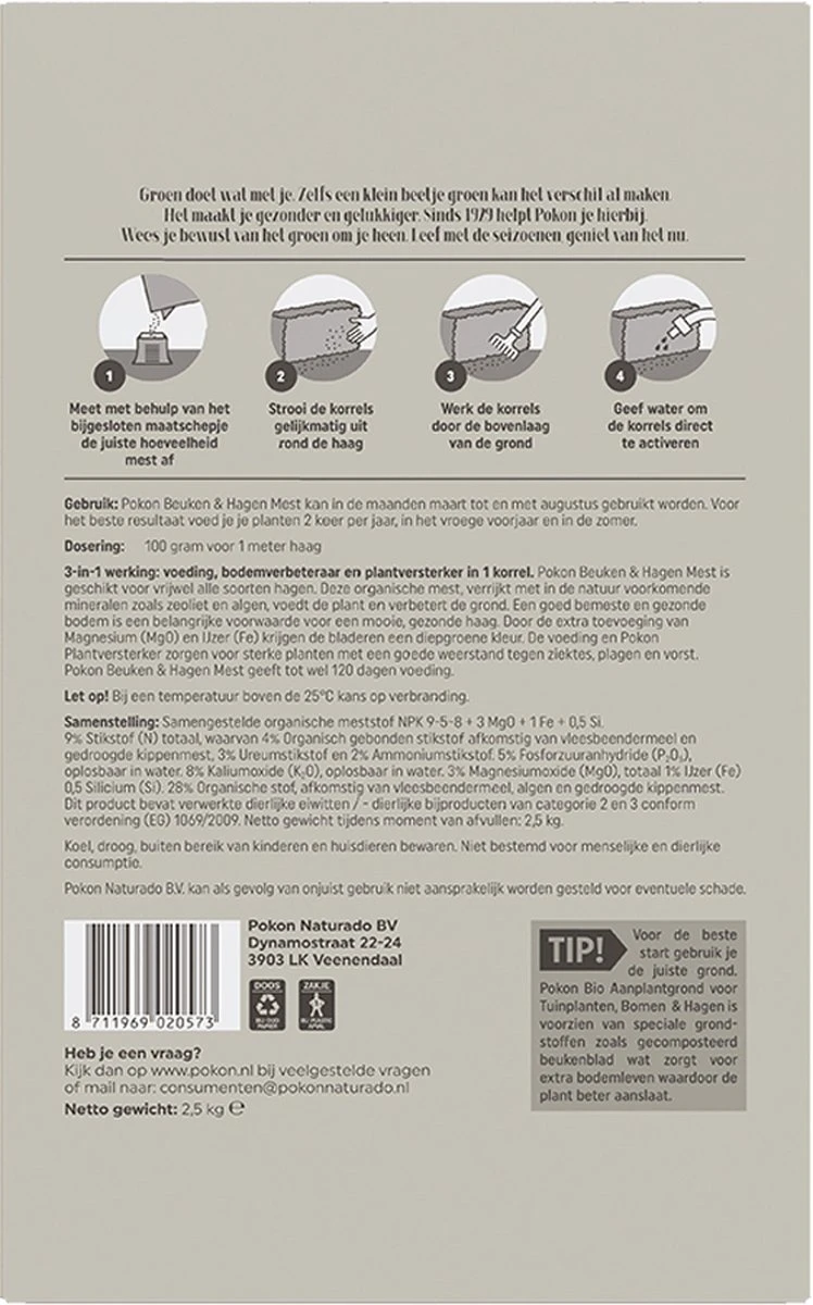 Pokon Beuken & Hagen Mest - 2,5kg - Meststof - 3-in-1 Werking 9 Pokon Beuken & Hagen Mest - 2,5kg - Meststof - 3-in-1 Werking - Afbeelding 7