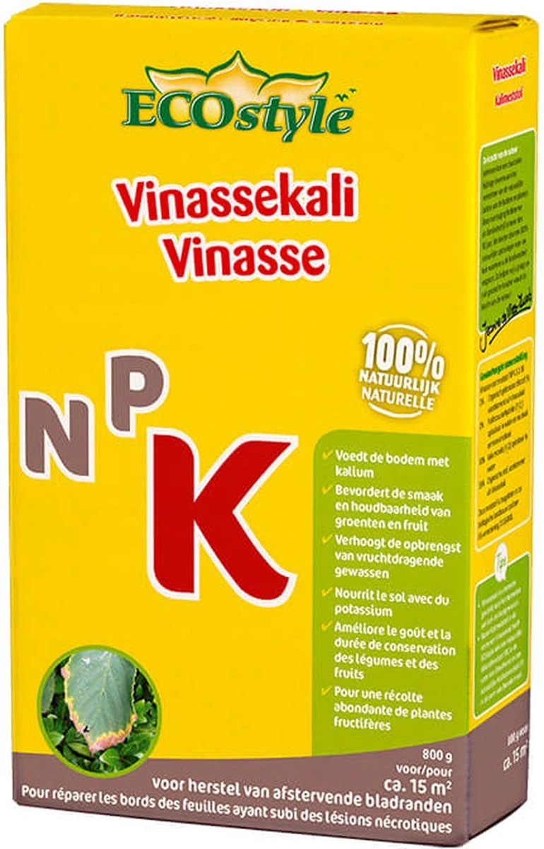 ECOStyle Vinassekali Organische Meststof - Vuor Kaliumtekort - Voor Moestuin, Siertuin En Fruit - Hoger Weerstand Tegen Droogte & Vorst - 15M² - 800 GR 3 ECOStyle Vinassekali Organische Meststof - Vuor Kaliumtekort - Voor Moestuin, Siertuin En Fruit - Hoger Weerstand Tegen Droogte & Vorst - 15M² - 800 GR