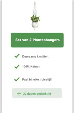 Merkloos Plantenhanger Macramé - Luxe Gevlochten Touw Katoen - 2 Stuks - Plantenpot Ophangen -Tuinverzorgings Winkel 786x1200 2