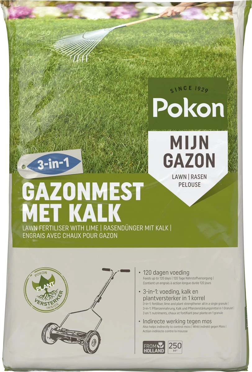Pokon Gazonmest Met Kalk - 16,8kg - Mest - Geschikt Voor 250m² - 120 Dagen Voeding 3 Pokon Gazonmest Met Kalk - 16,8kg - Mest - Geschikt Voor 250m² - 120 Dagen Voeding