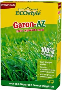 ECOstyle Gazon AZ Organische Gazonmest – Voor Diepgroen En Sterk Gazon – Geeft Tot 120 Dagen Voeding – Werkt Tegen Mos - 265 M² - 20 KG -Tuinverzorgings Winkel 830x1200 1