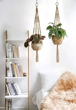 5 Stuks Luxe Jute Plantenhangers - Boho Handgeweven Katoen Hangpot Voor Binnen/Buiten - Hangende Bloempot Met Kralen - Macramé Touw/Koord Hangplant Houder - Bohemian Wandhanger Decoratie - Plant Hanger - Verticale Tuin Bloempothouder Planthanger -Tuinverzorgings Winkel 836x1200