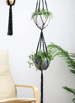 4 Stuks Luxe Macrame Plantenhangers - Boho Handgeweven Katoen Hangpot Voor Binnen/Buiten - Hangende Bloempot Met Kralen - Macramé Touw/Koord Hangplant Houder - Bohemian Wandhanger Decoratie - Plant Hanger - Verticale Tuin Bloempothouder Planthanger -Tuinverzorgings Winkel 880x1200 3
