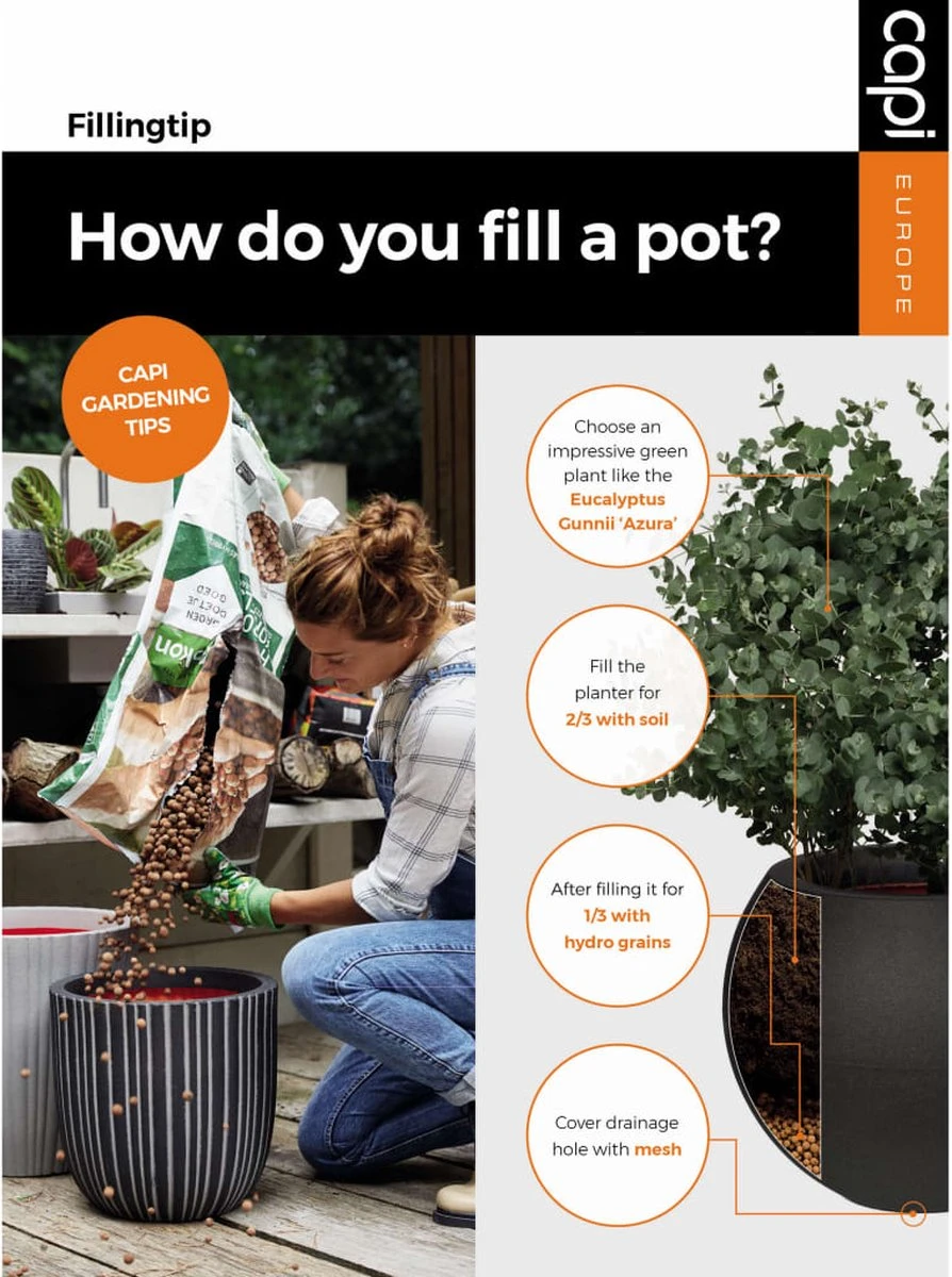 Capi Europe - Bloempot Bol Rib NL - 54x52 - Zwart - Voor Binnen En Buiten - KBLR935 5 Capi Europe - Bloempot Bol Rib NL - 54x52 - Zwart - Voor Binnen En Buiten - KBLR935 - Afbeelding 3