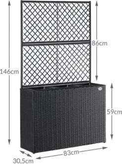 Casaria Polyrattan Plantenbak - Met Klimoprek - 3 Bakken Zwart -Tuinverzorgings Winkel 898x1200