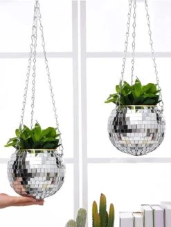 Discobal Hangplant - Bloempot - Hangplant - Disco - Discobal - Spiegel - Zilver - Hangpot - Glitter - Planten In Bak - Hangend - Staand -Tuinverzorgings Winkel 901x1200 4