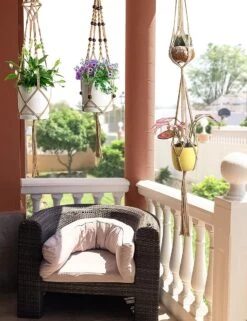 4 Stuks Luxe Jute Plantenhangers - Boho Handgeweven Katoen Hangpot Voor Binnen/Buiten - Hangende Bloempot Met Kralen - Macramé Touw/Koord Hangplant Houder - Bohemian Wandhanger Decoratie - Plant Hanger - Verticale Tuin Bloempothouder Planthanger -Tuinverzorgings Winkel 923x1200 4