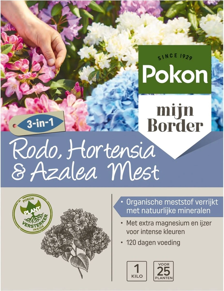Pokon Rhododendron, Hortensia & Azalea Mest - 1kg - Meststof - 3-in-1 Werking 8 Pokon Rhododendron, Hortensia & Azalea Mest - 1kg - Meststof - 3-in-1 Werking - Afbeelding 6