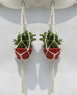 Merkloos Plantenhanger Macramé - Luxe Gevlochten Touw Katoen - 2 Stuks - Plantenpot Ophangen -Tuinverzorgings Winkel 975x1200 1