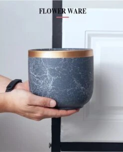 Bloempotten Binnen - Keramiek - Gouden Rand - Bloempot Buiten - Afvoergat 24 Cm - Groen – Groot -Tuinverzorgings Winkel 976x1200